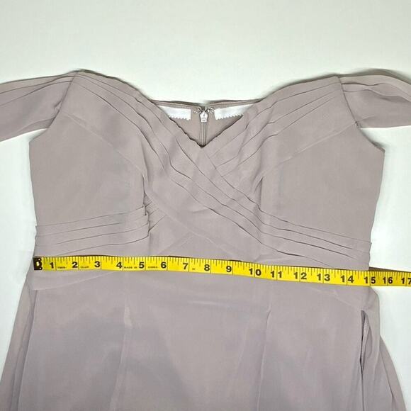NWT | Social Bridesmaid | Off-Shoulder Bodice Trumpet Gown | Taupe | 4R - Picture 9 of 13